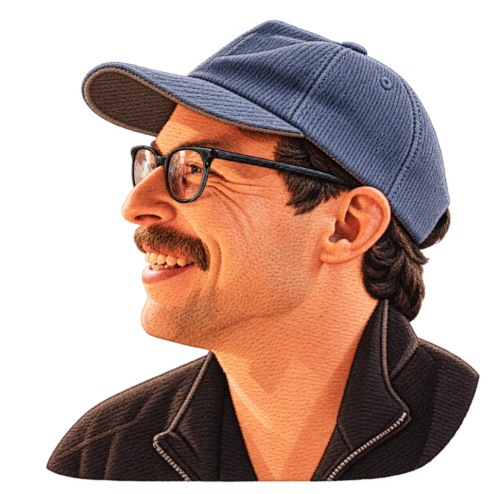 Embroidered portrait of Will Steiner